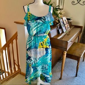 Tropical High Low Dress by Roz & Ali, Size Medium